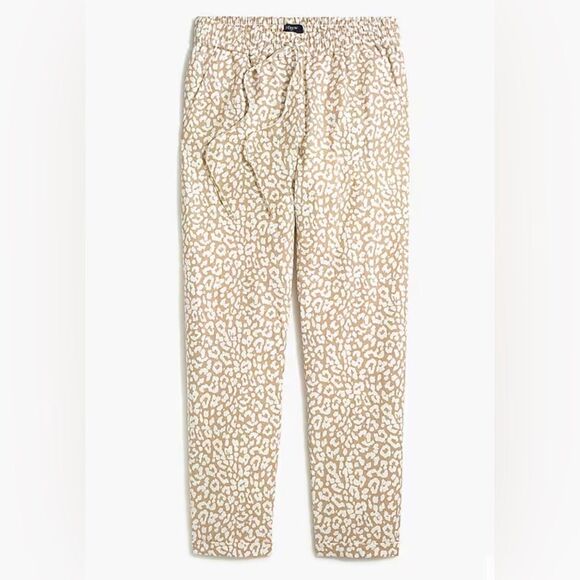 J. Crew Linen-cotton leopard drawstring pant Size 8 - Picture 1 of 9